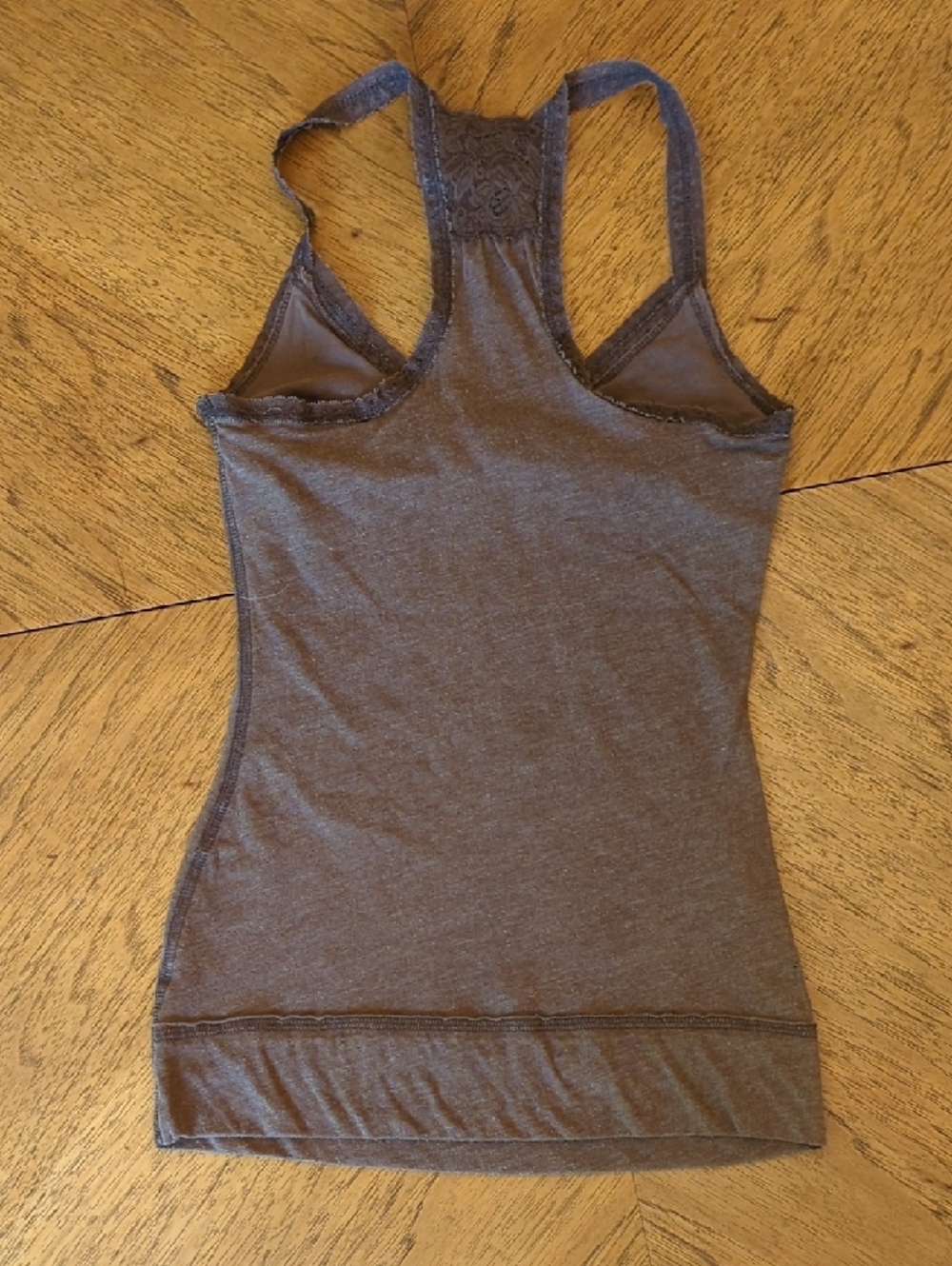 Y2K Hollister Women's Brown Lace-Trim Racerback Camisole Tank Top - Picture 6 of 8